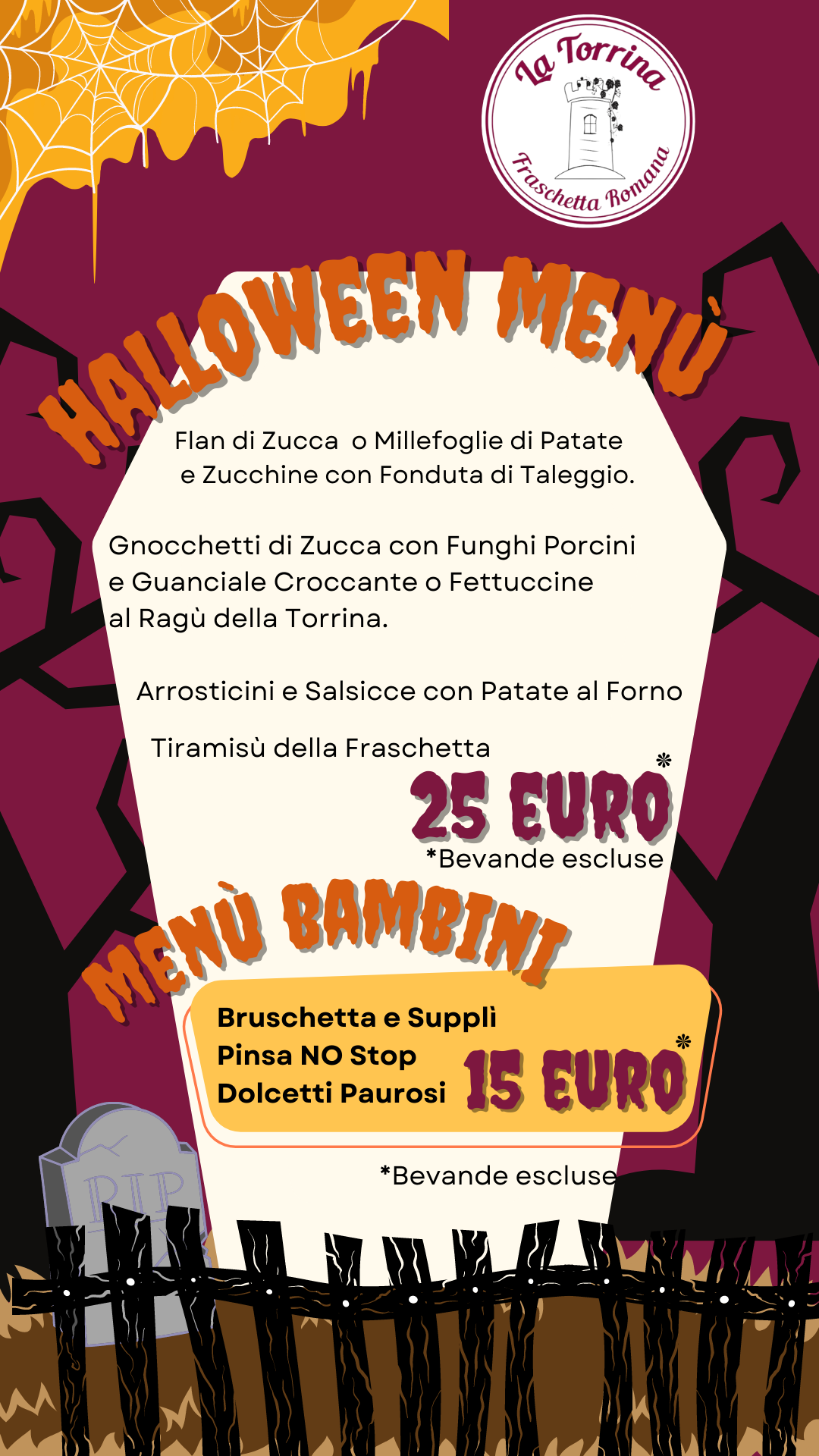 menu di halloween fraschetta la torrina